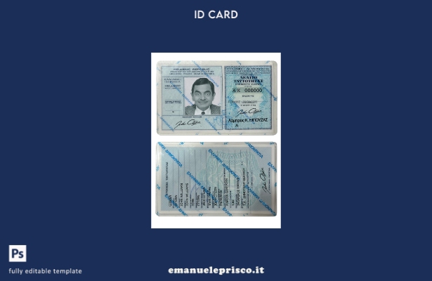 modello di documento d'identità greco in stile verificato